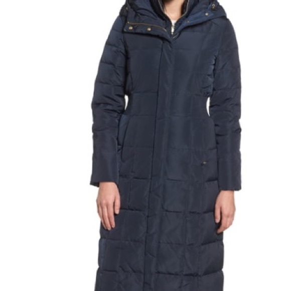 COLE HAAN WINTER DOWN FEATHER LONG ARMY GREEN GOLD QUILTED Coat UBER COZY VTG - Picture 2 of 7